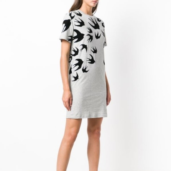 Alexander McQueen Swallow T Shirt Dress in Gray Size Small - Picture 2 of 13